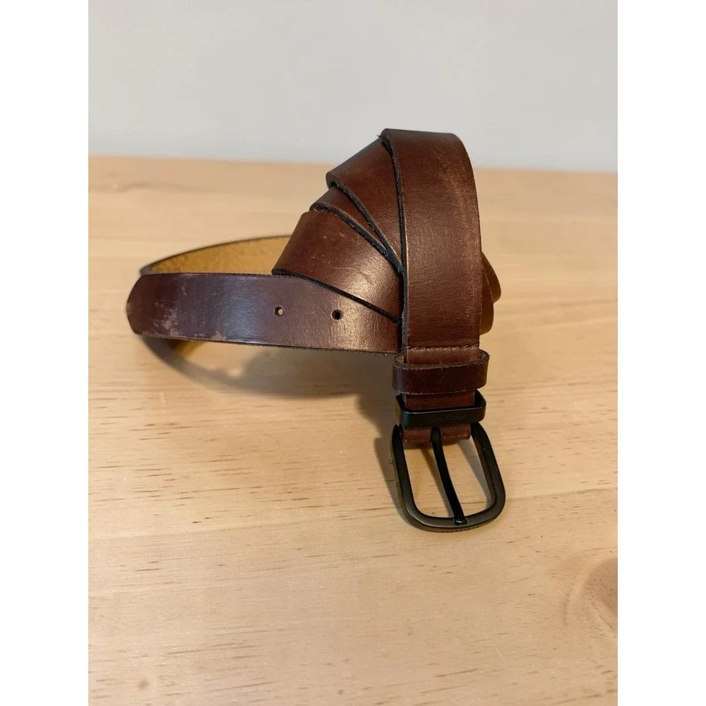All‎ Saints Leather Belt Mens Size 40 Brown Buckle Adjustable